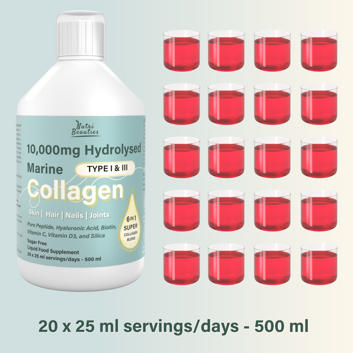 6-in-1 Hydrolysed Marine Collagen 10,000Mg