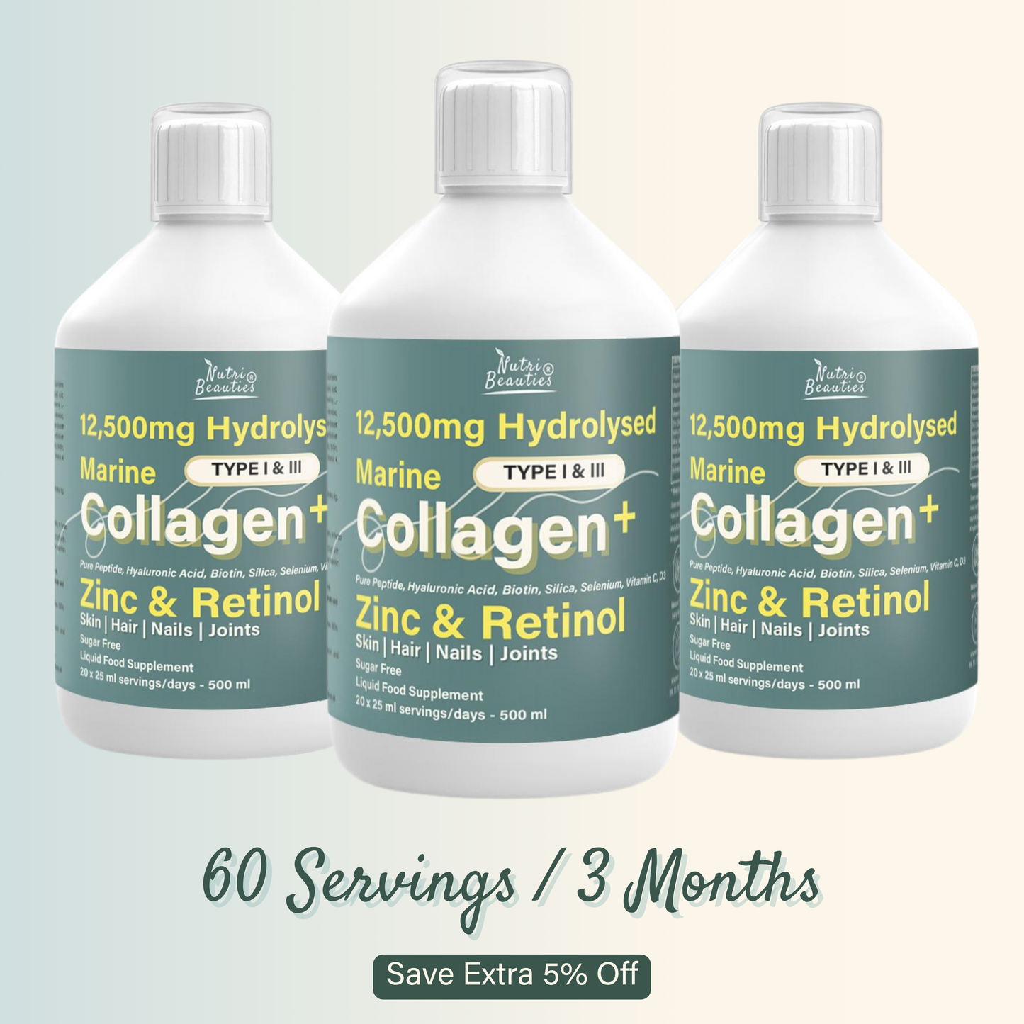 12,500mg Hydrolysed Marine Collagen PLUS Zinc & Retinol