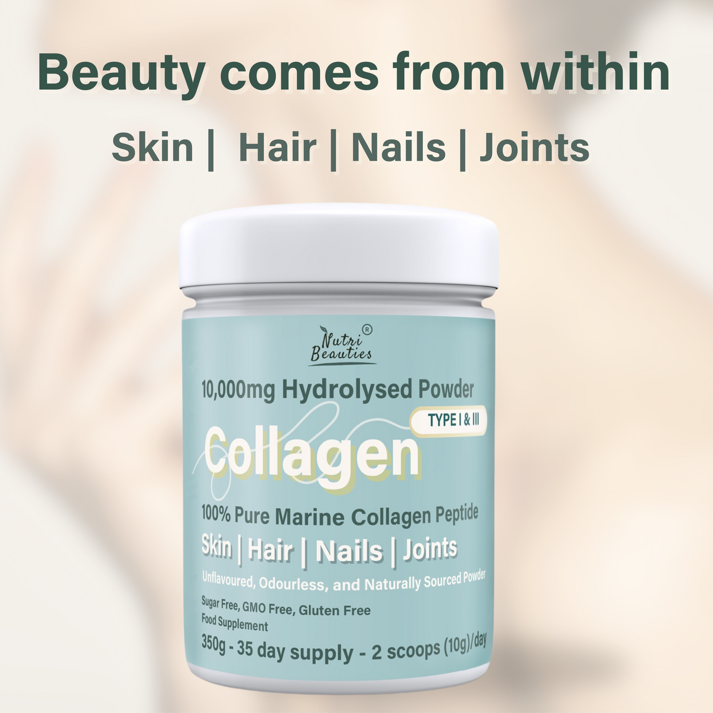 Pure Marine Collagen Peptides Powder 10,000Mg